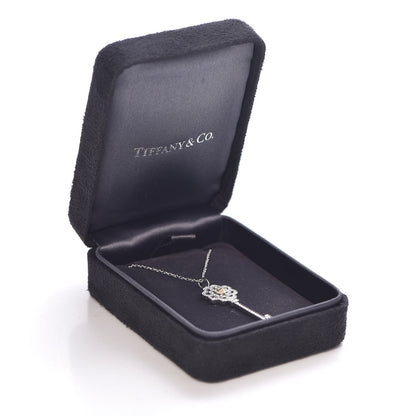 Tiffany Platinum 18K White Yellow Gold Diamond Fancy Yellow Diamond Rose Key Pendant Necklace 7 of 7