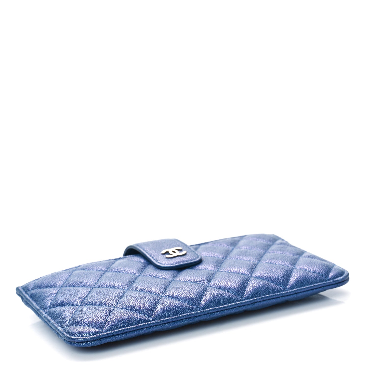 Chanel Iridescent Caviar Quilted Classic Strap Pouch Dark Blue 5 of 11
