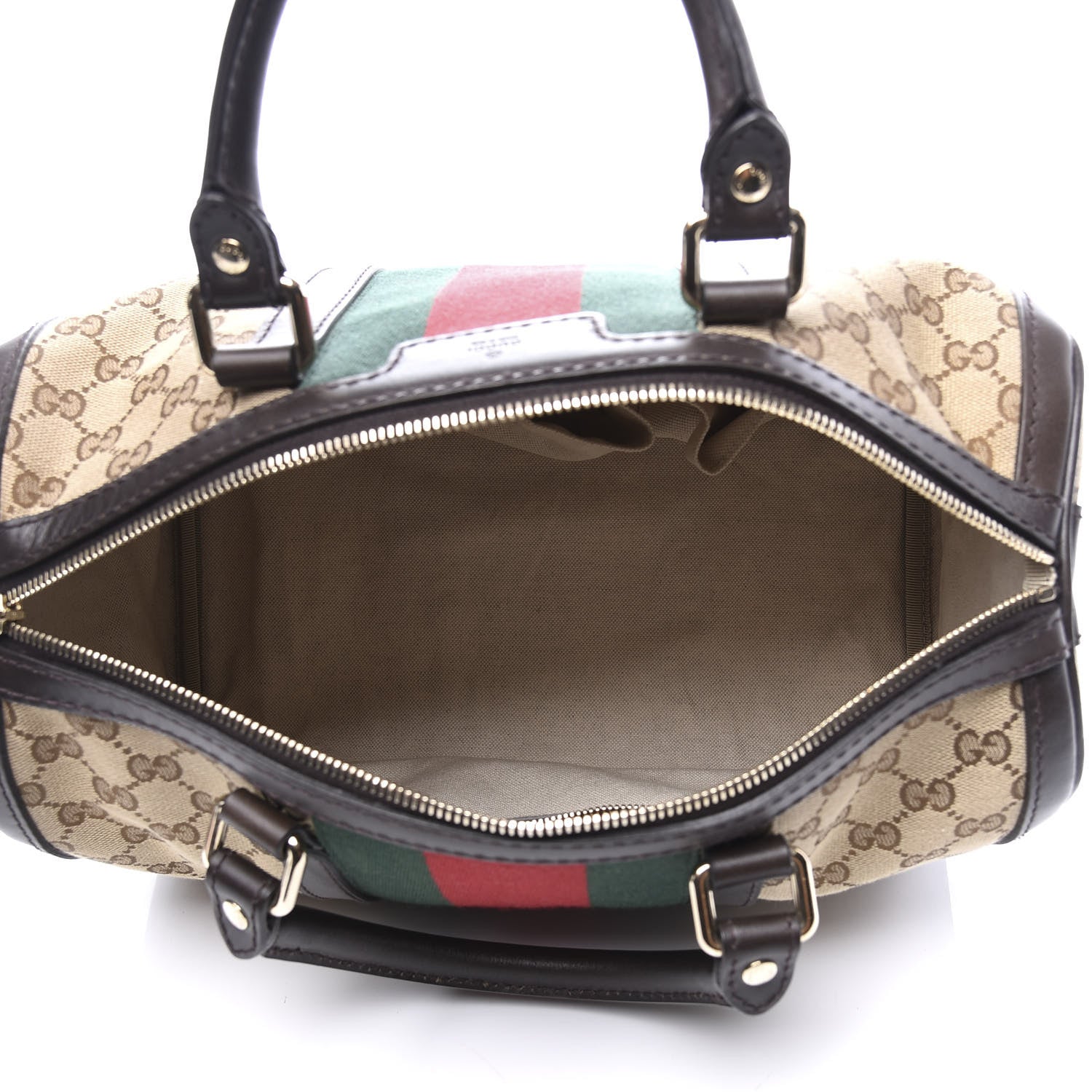 Gucci Monogram Vintage Web Medium Boston Dark Brown 4 of 10