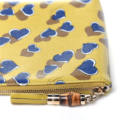 Gucci Calfskin Heartbeat Print Large Pouch Yellow Multicolor 11 of 11