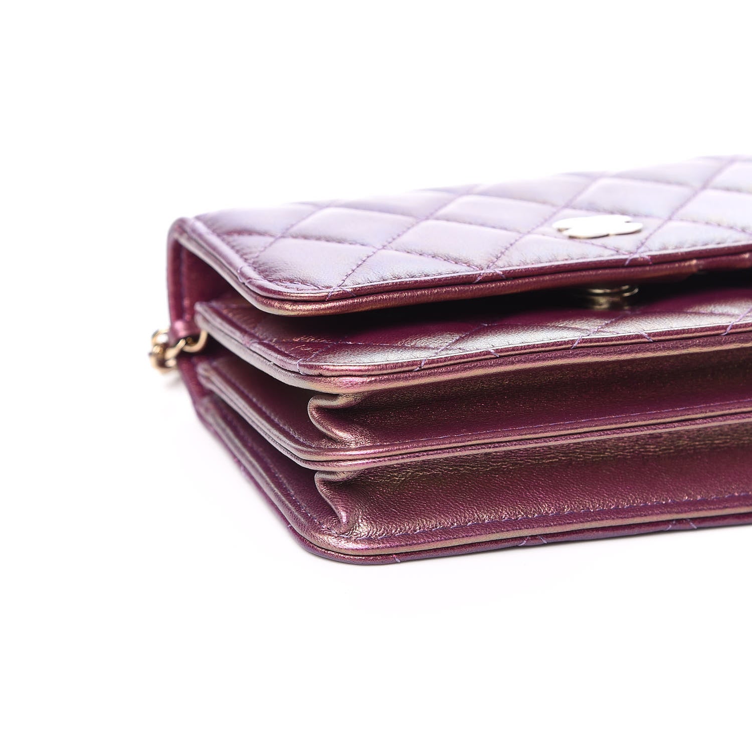 Chanel Iridescent Lambskin Quilted Mini Wallet On Chain WOC Purple 8 of 11