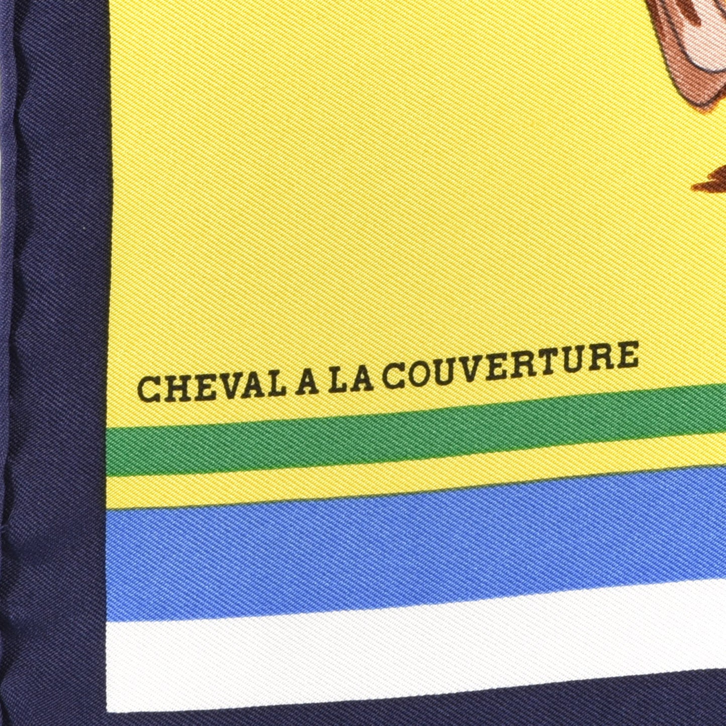 Silk Cheval A La Couverture Pocket Square Scarf Jaune Vif Marine