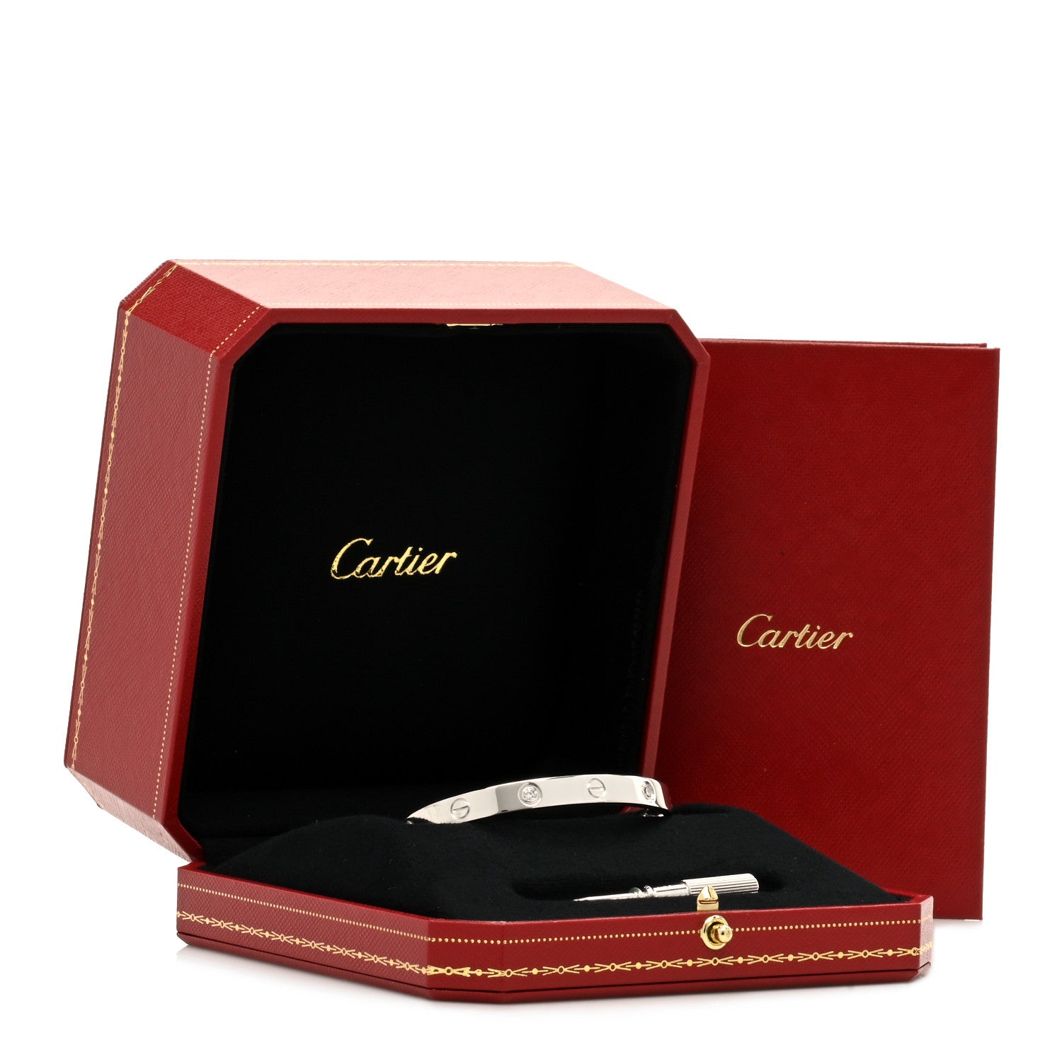 Cartier 18K White Gold 4 Diamond LOVE Bracelet 17 5 of 5