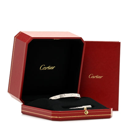 Cartier 18K White Gold 4 Diamond LOVE Bracelet 17 5 of 5