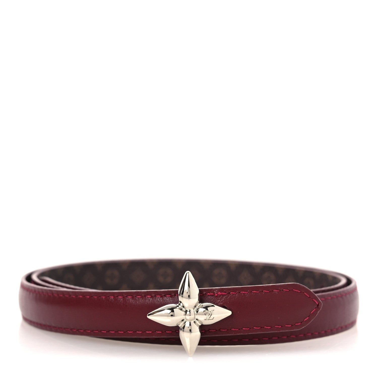 Louis Vuitton Monogram Empreinte 15mm Flowergram Reversible Belt 75 30 Burgundy 1 of 8