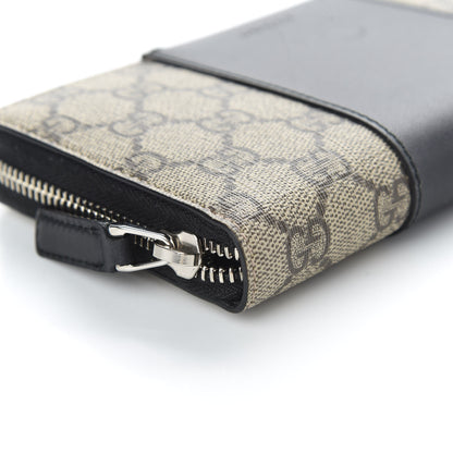 Gucci GG Supreme Monogram Selleria Calfskin Zip Around Wallet Beige Ebony Black 8 of 9