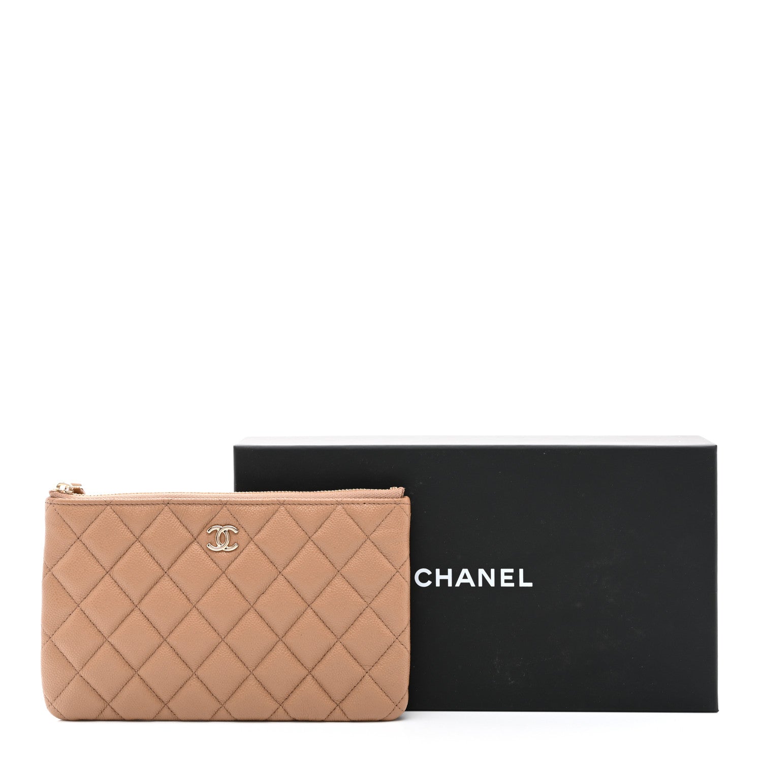 Chanel Caviar Quilted Cosmetic Case Dark Beige 8 of 8