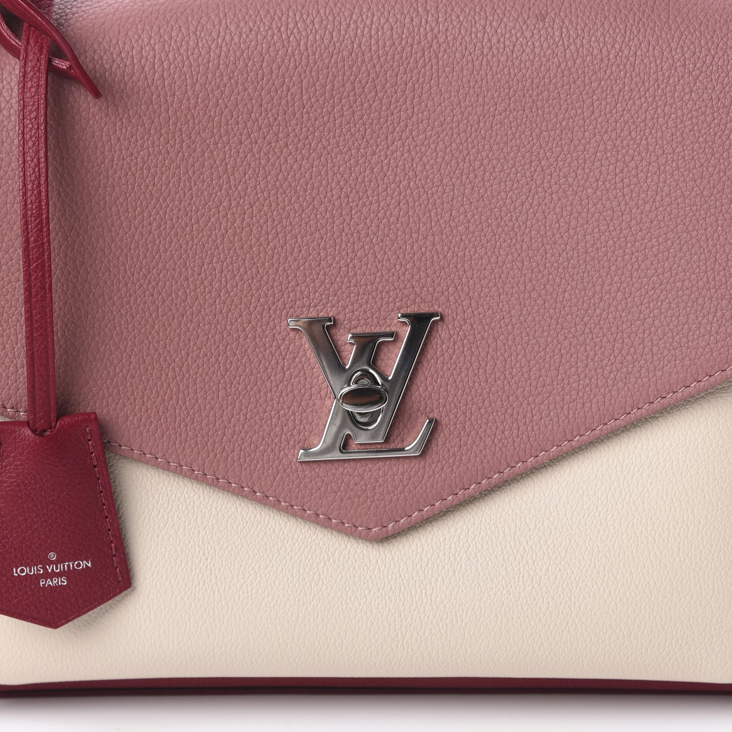 Soft Calfskin My Lockme Top Handle Rose Boudoir Lie de Vin Creme