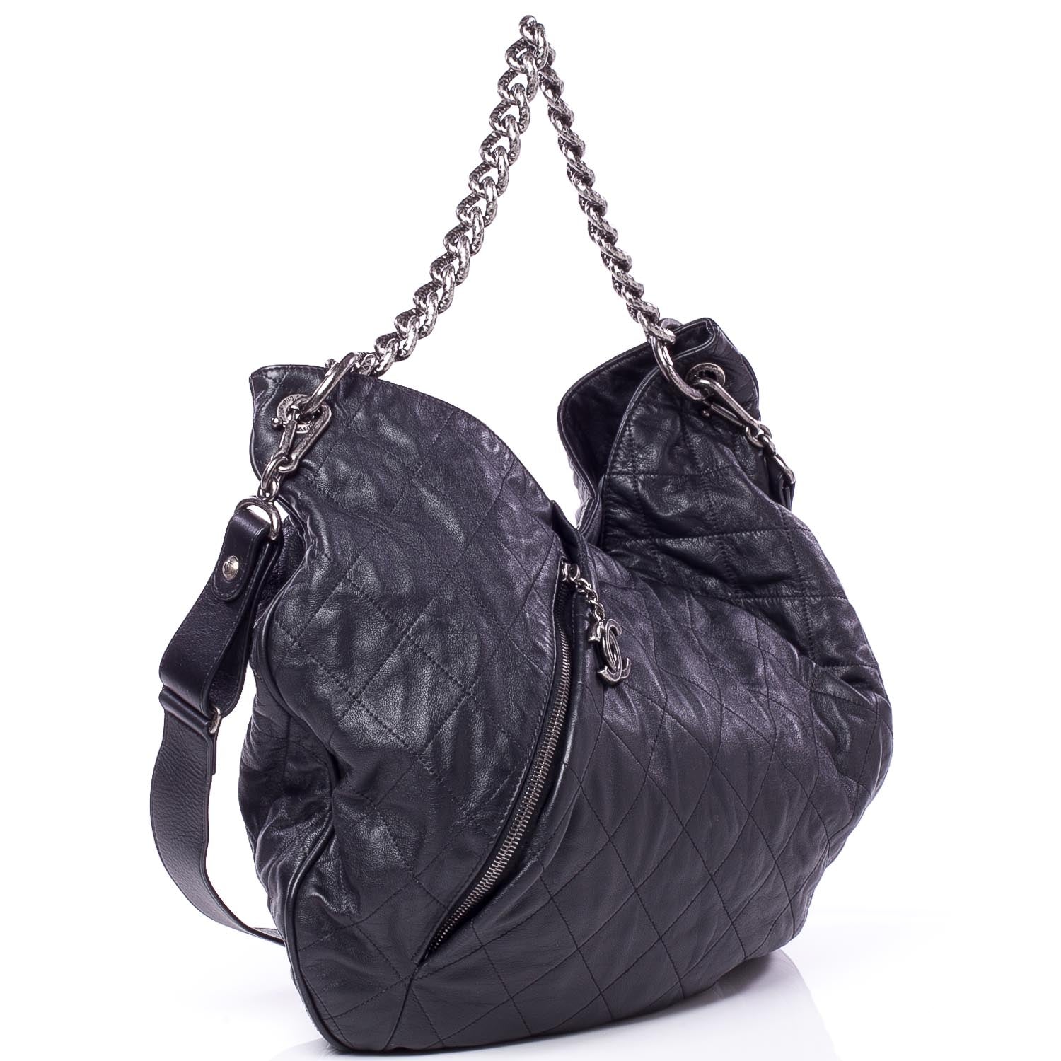 Chanel Calfskin Coco Pleats Hobo Black 3 of 9