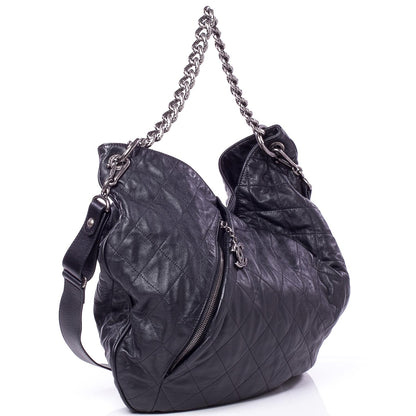 Chanel Calfskin Coco Pleats Hobo Black 3 of 9