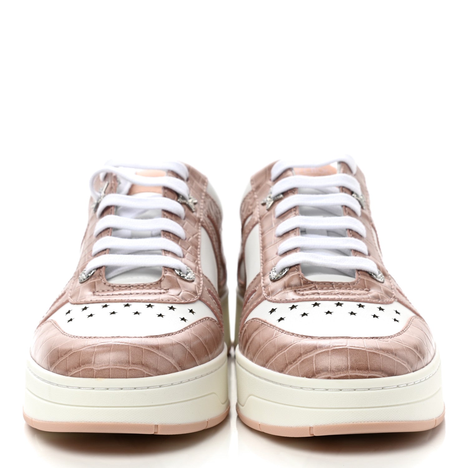 Jimmy Choo Calfskin Crocodile Embossed Hawaii Sneakers 40 Blossom White 2 of 8