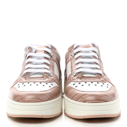 Jimmy Choo Calfskin Crocodile Embossed Hawaii Sneakers 40 Blossom White 2 of 8