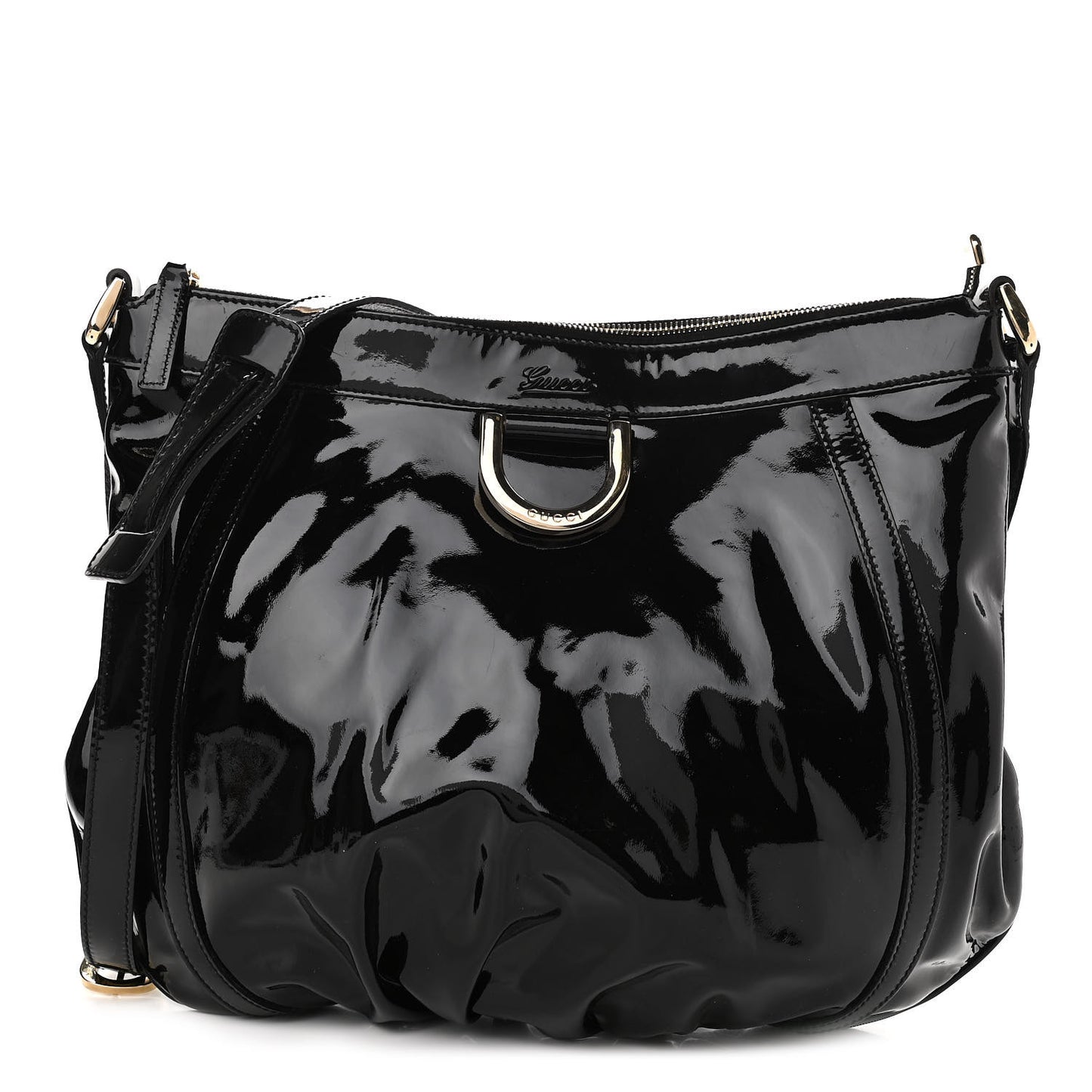 Patent Large D Gold Ring Messenger Black