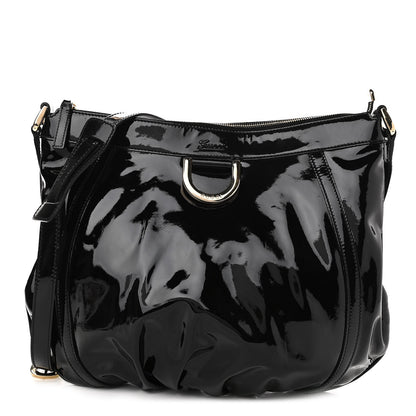Gucci Patent Large D Gold Ring Messenger Black 1 of 10