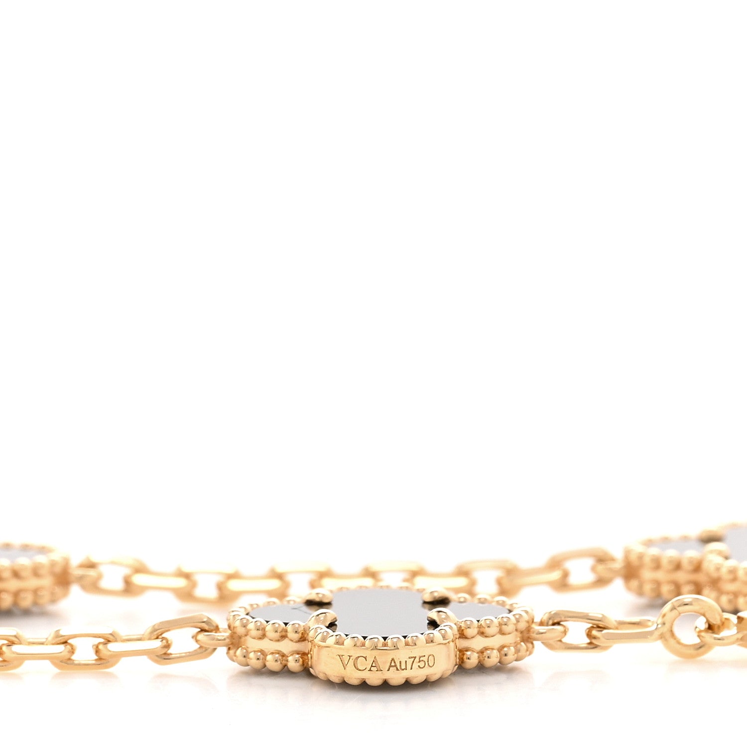 Van Cleef & Arpels 18K Yellow Gold Black Onyx 10 Motifs Vintage Alhambra Necklace 5 of 6