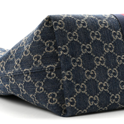 Gucci Denim GG Monogram Web Small Giglio Tote Blue White 8 of 10