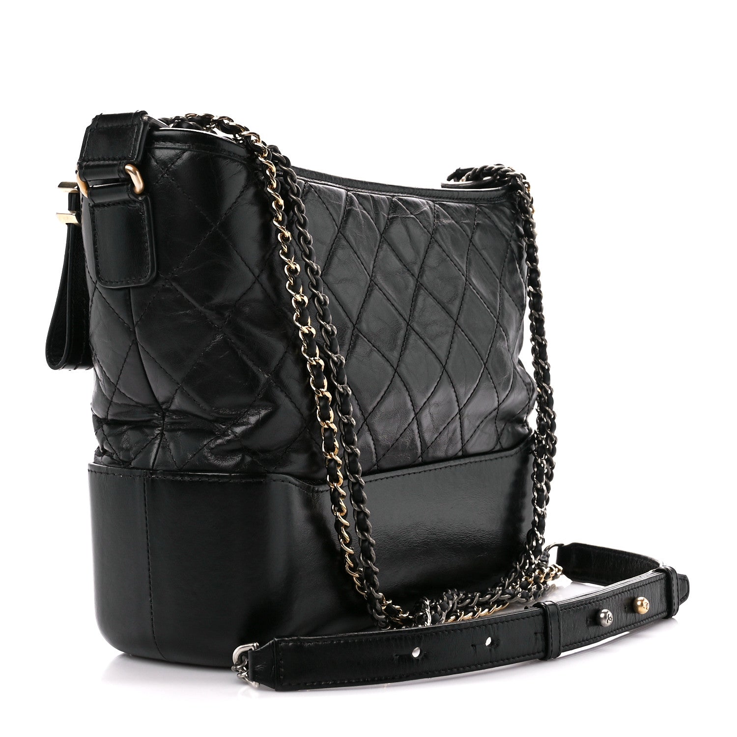 Chanel Aged Calfskin Quilted Medium Gabrielle Hobo Black 3 of 10