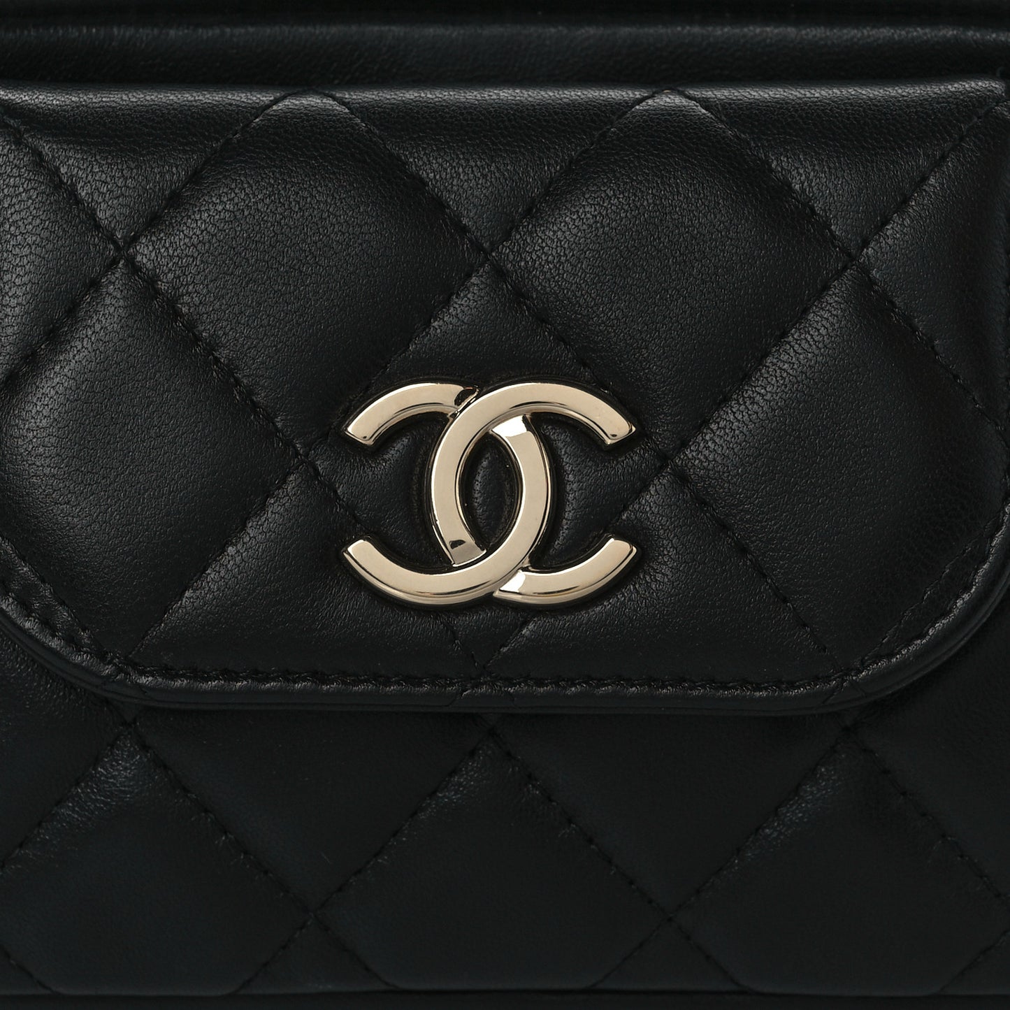 Lambskin Quilted Waist Bag With Pouch Black