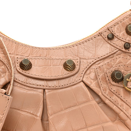 Balenciaga Extra Supple Calfskin Crocodile Embossed Le Cagole Shoulder Bag XS Nude Beige 9 of 11