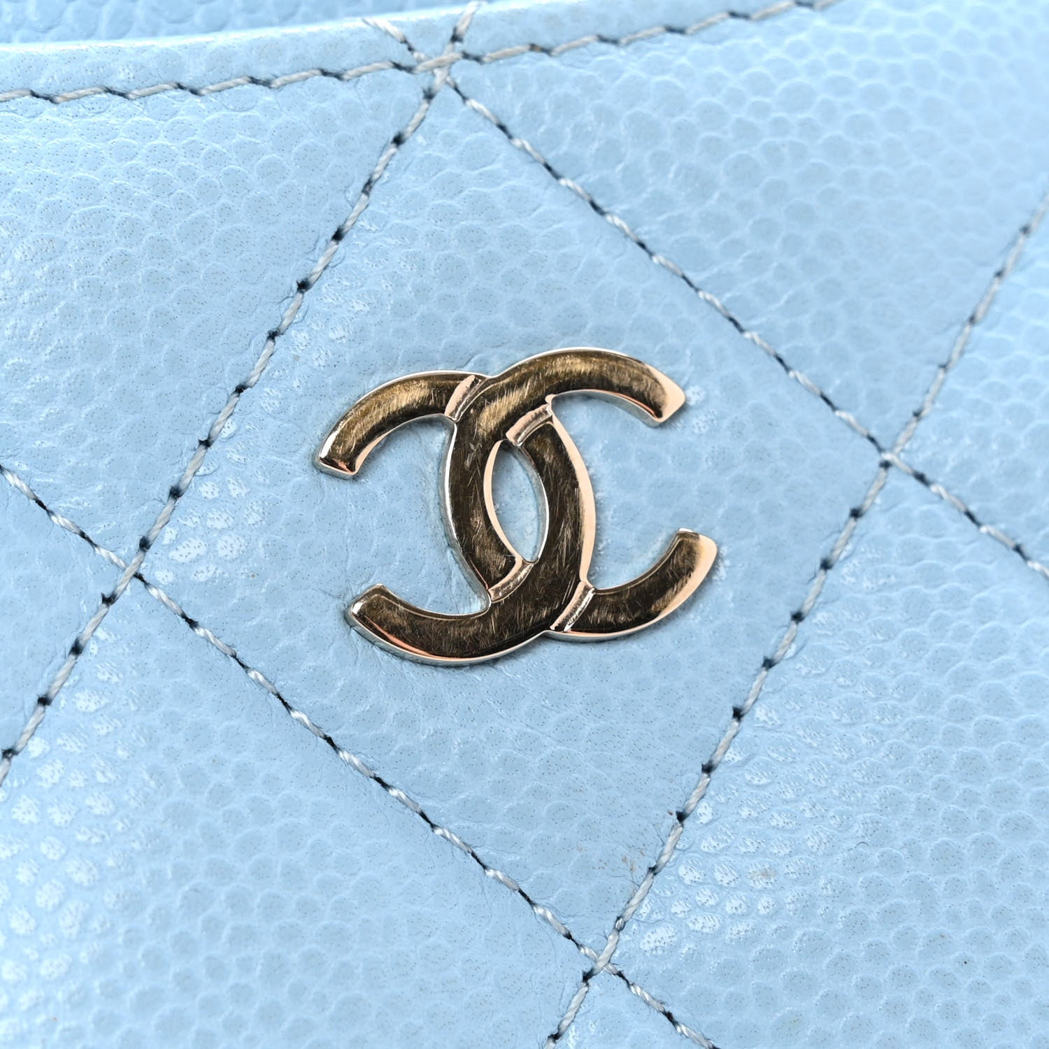 Chanel Caviar Quilted Card Holder Light Blue 11 of 12