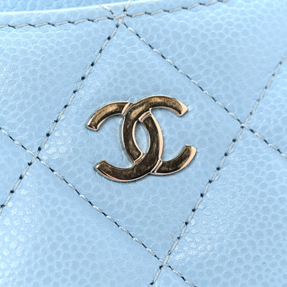 Chanel Caviar Quilted Card Holder Light Blue 11 of 12
