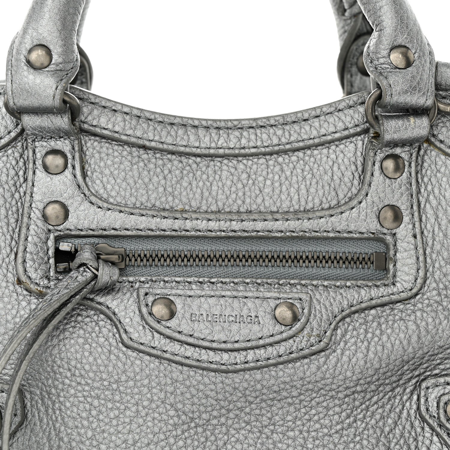 Balenciaga Metallic Grained Calfskin Neo Classic Silver Hardware Mini City Silver 8 of 13