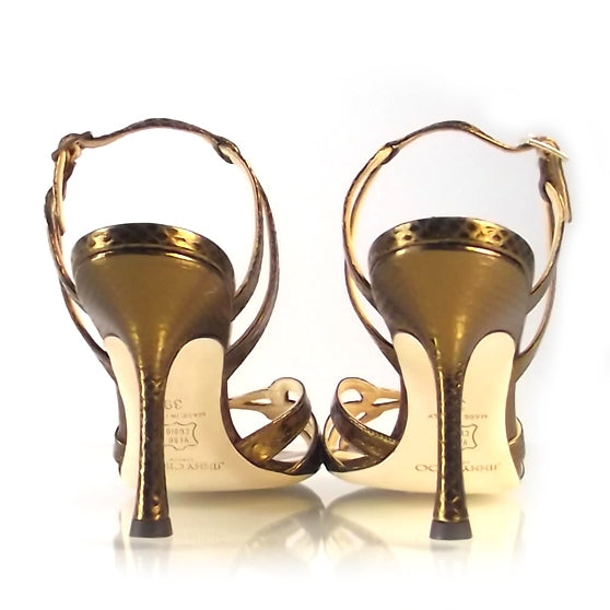 Snakeskin Hector Heels 39 Bronze