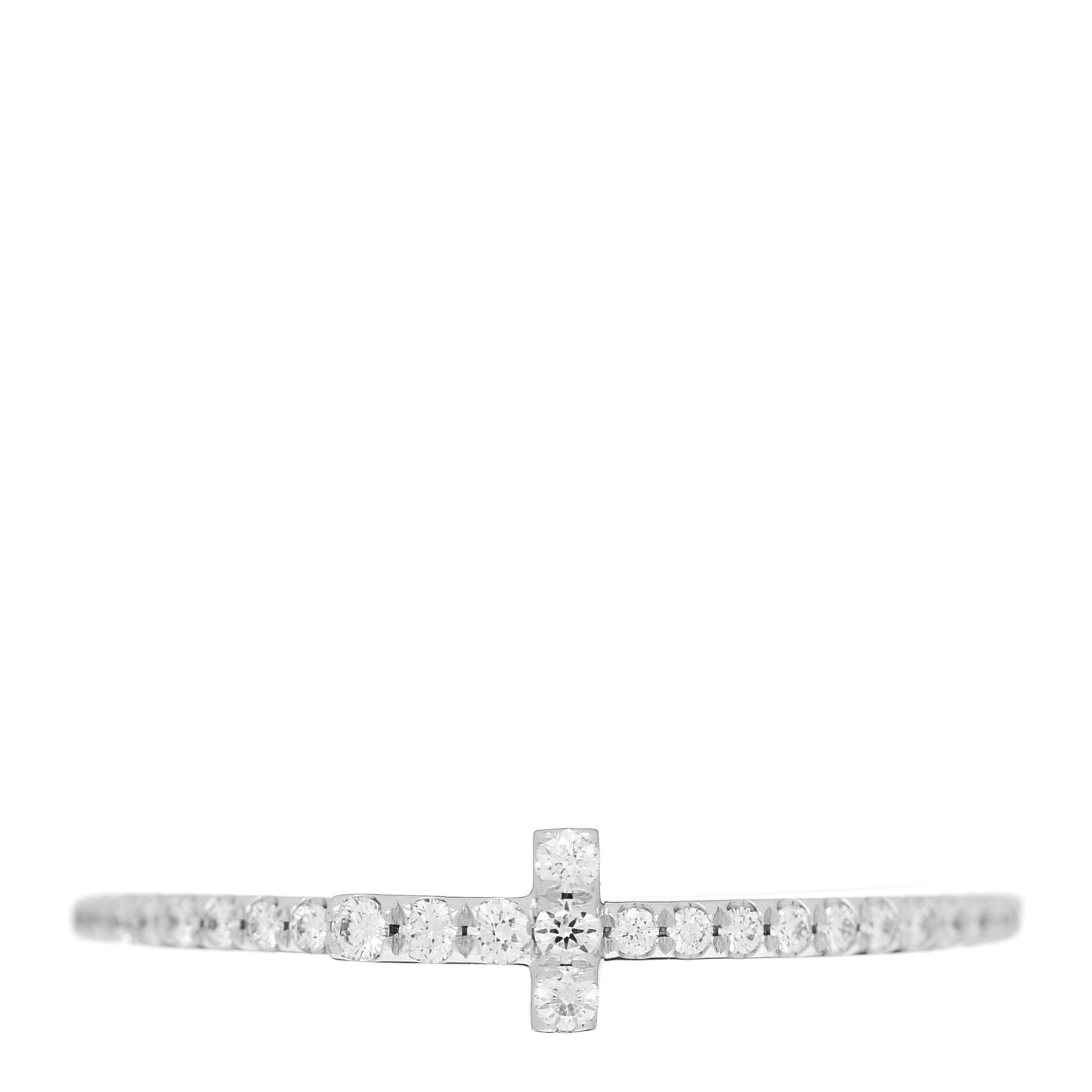 18K White Gold Diamond T Wire Pave Ring 58 8.5