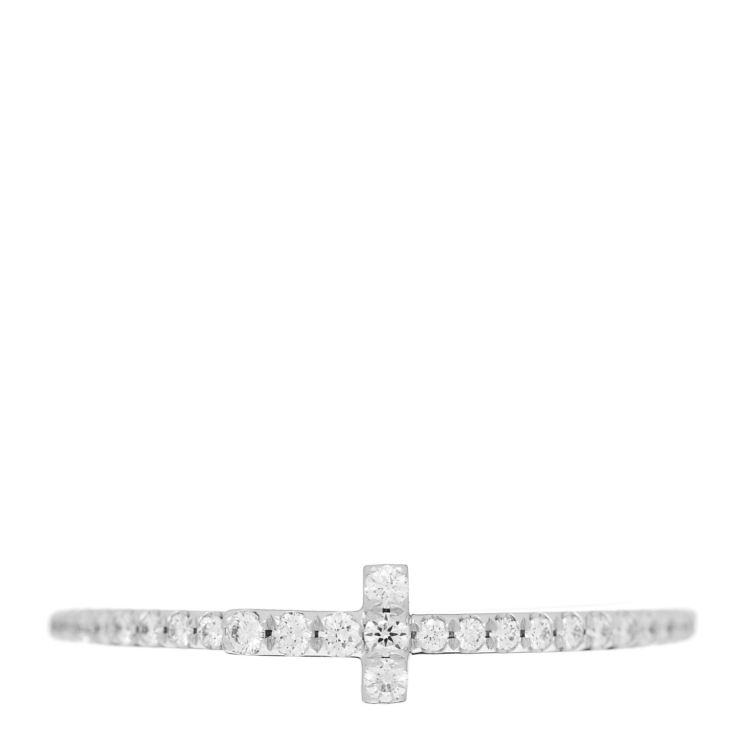 Tiffany 18K White Gold Diamond T Wire Pave Ring 58 8.5 1 of 6