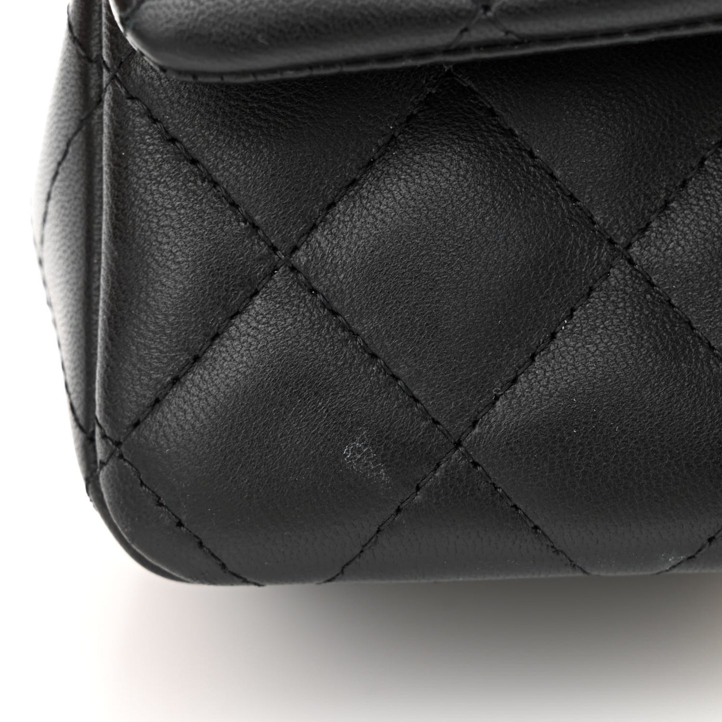 Lambskin Quilted Mini Rectangular Flap Black White