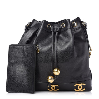 Chanel Caviar CC Drawstring Shoulder Bag Black 1 of 8