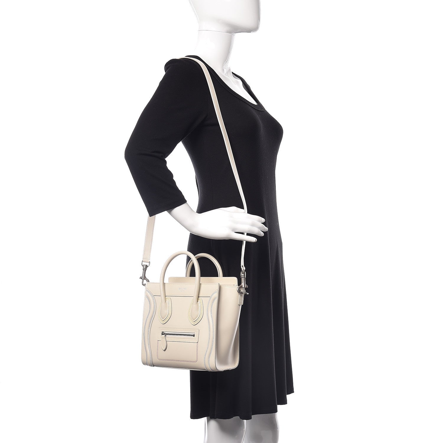 Celine Smooth Calfskin Multicolor Double Stitching Nano Luggage White 2 of 8