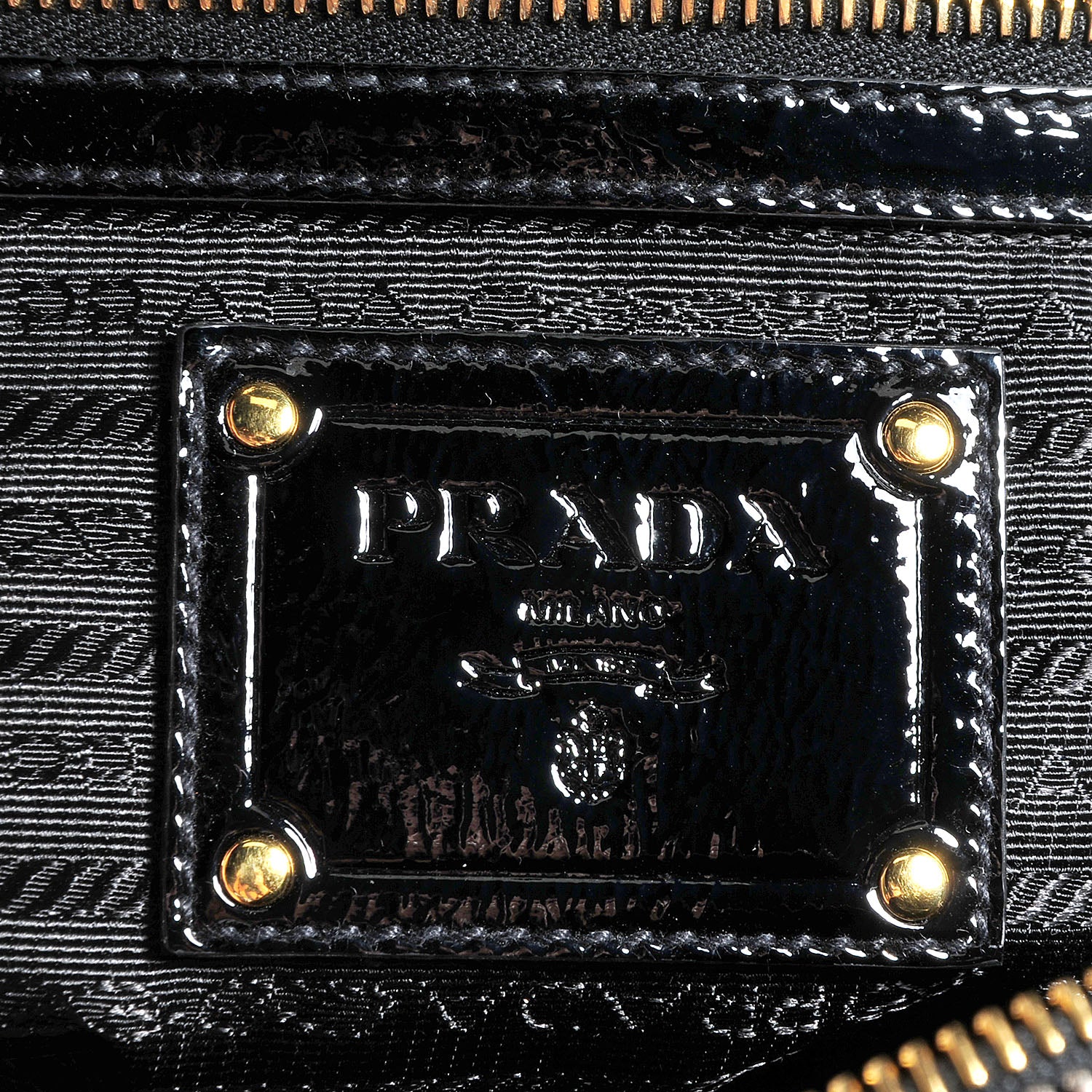 Prada Vernice Zippers Shoulder Bag Black 6 of 9