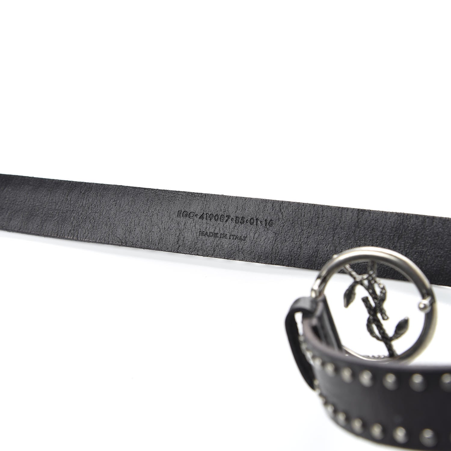 Saint Laurent Calfskin Studded Monogram Belt 85 34 Black 5 of 5