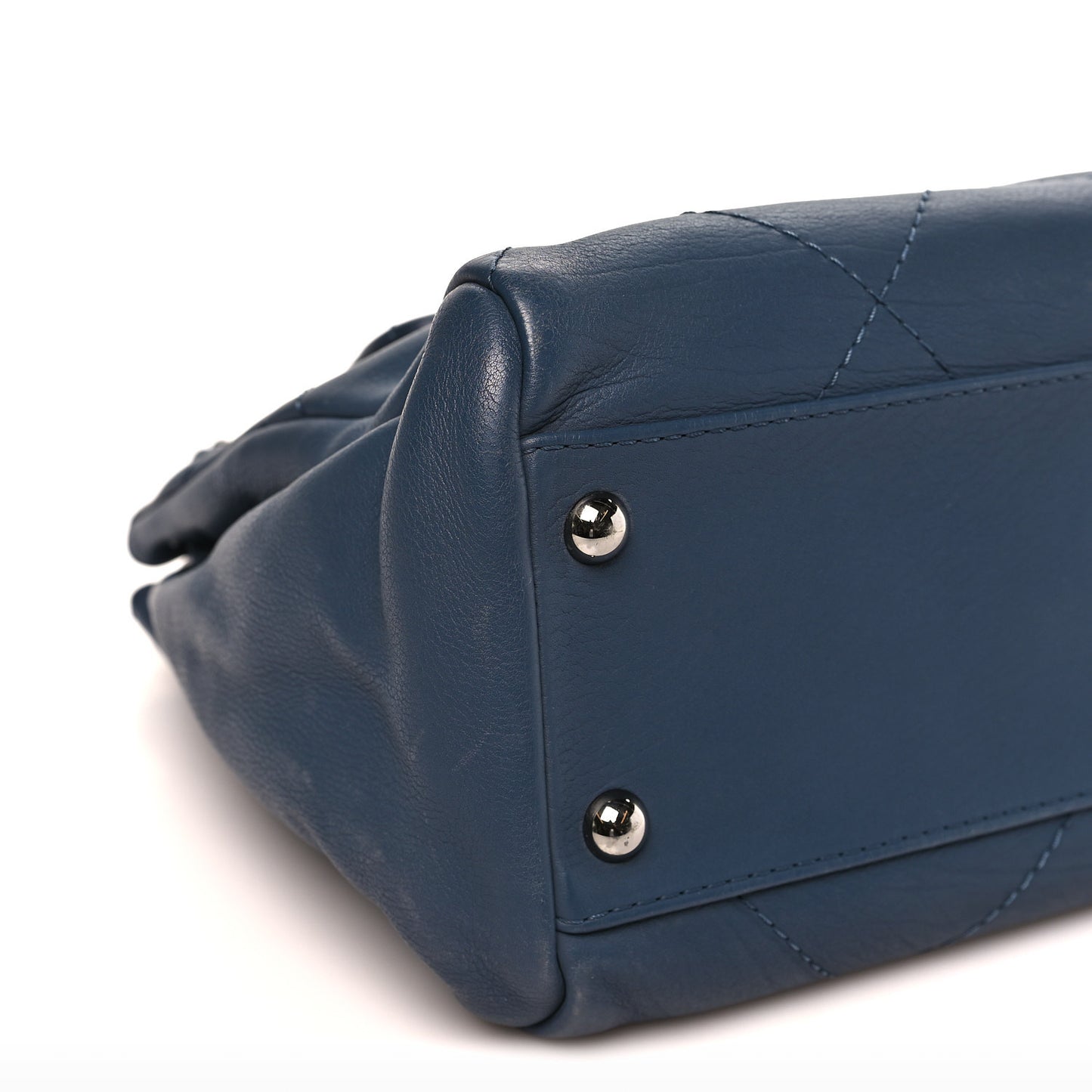 Washed Calfskin Quilted Hamptons Flap Bag Blue