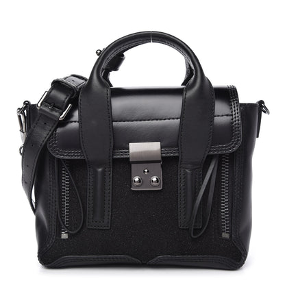 3.1 Phillip Lim Smooth Calfskin Glitter Mini Pashli Satchel Black 1 of 8