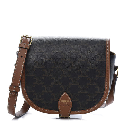 Celine Triomphe Canvas Medium Folco Bag Tan 1 of 9