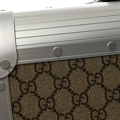 Gucci GG Supreme Monogram Aluminium Porter Medium Trolley Suitcase Beige Ebony Silver 12 of 13