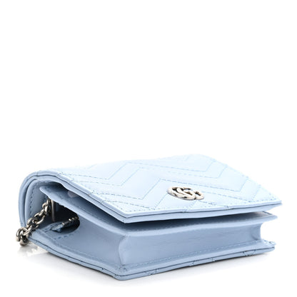 Gucci Calfskin Matelasse GG Marmont Mini Wallet On Chain Porcelain Light Blue 3 of 8
