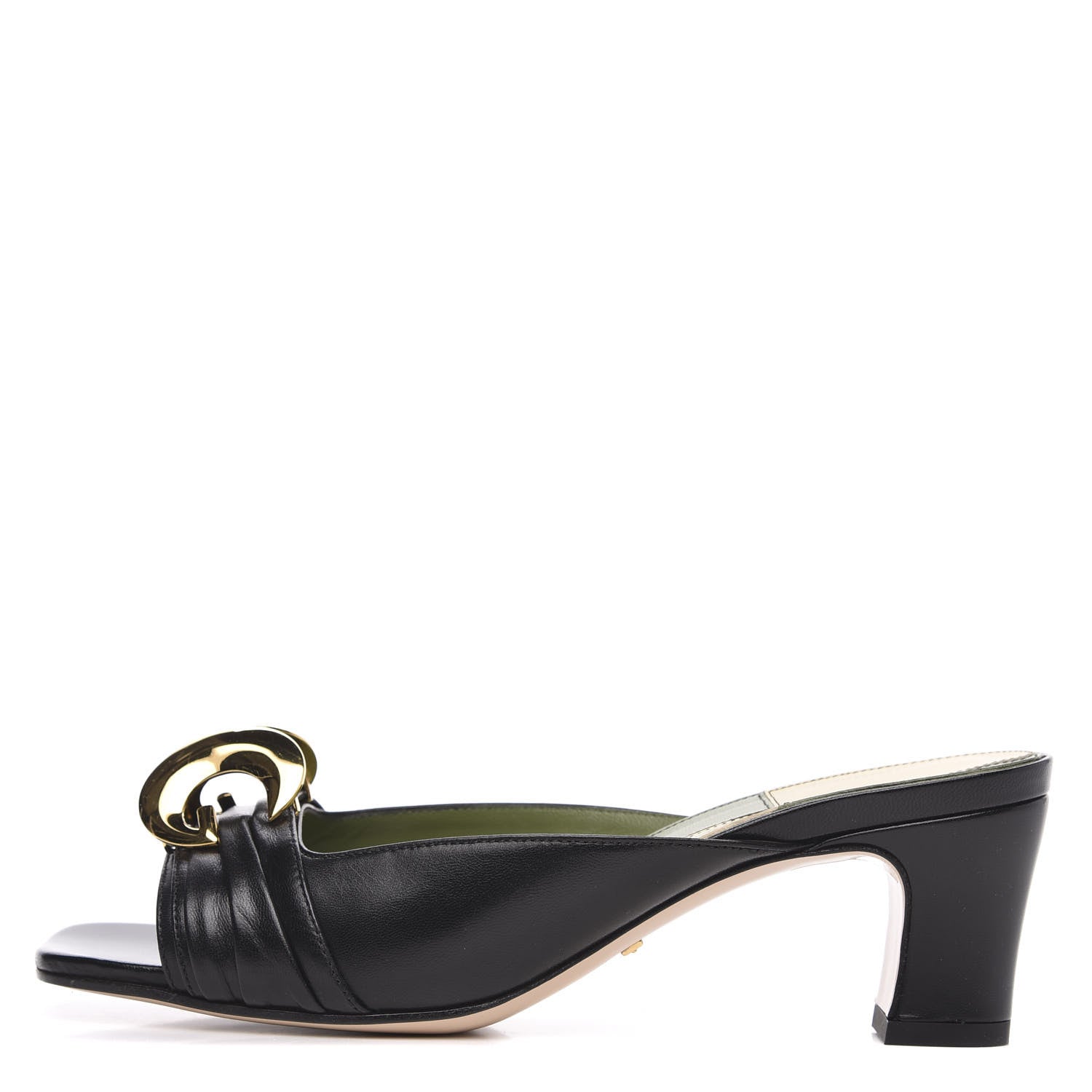 Gucci Malaga Kid Half Moon GG Square Toe Slide Sandals 36.5 Black 1 of 9