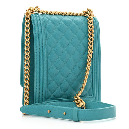 Chanel Caviar Quilted North South Boy Flap Turquoise 3 of 10