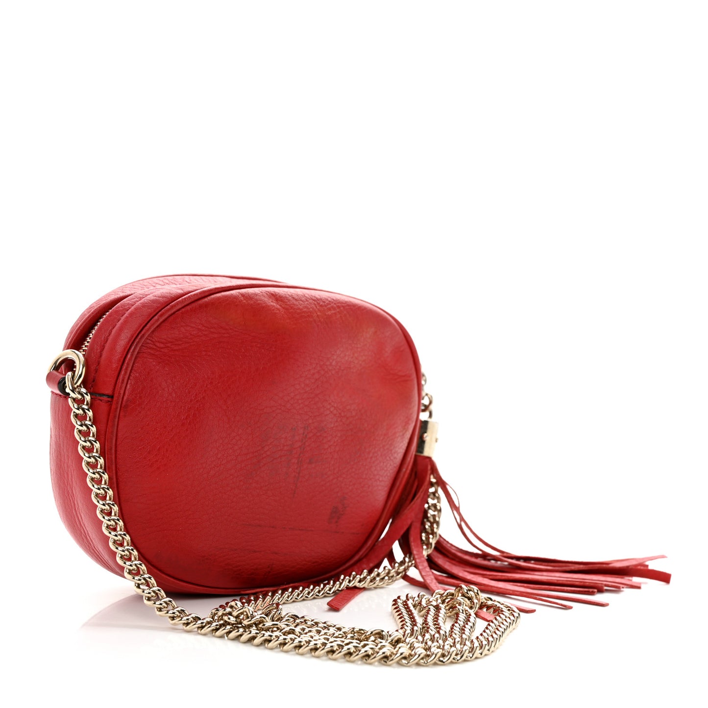 Pebbled Calfskin Mini Soho Chain Bag Tabasco Red