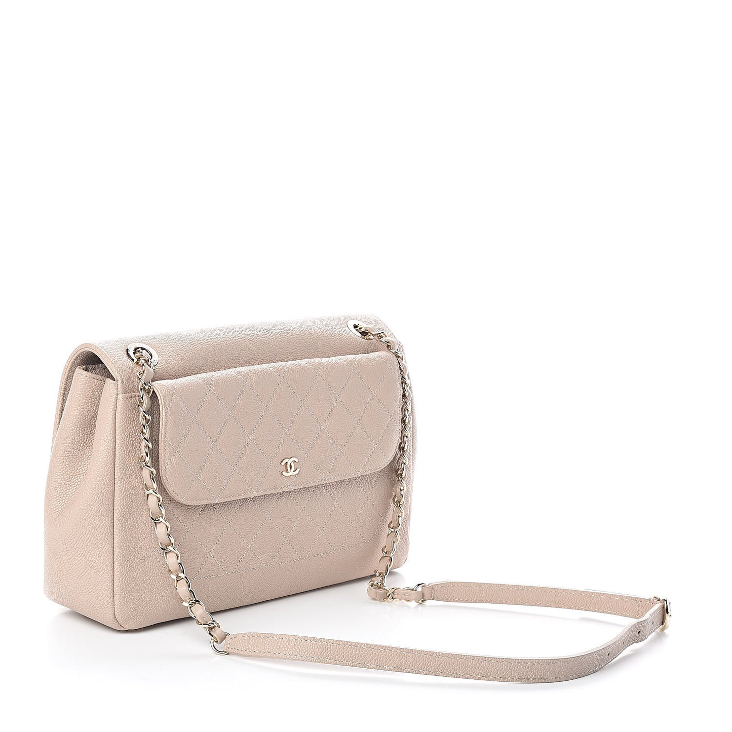 Caviar Quilted Flap Light Beige