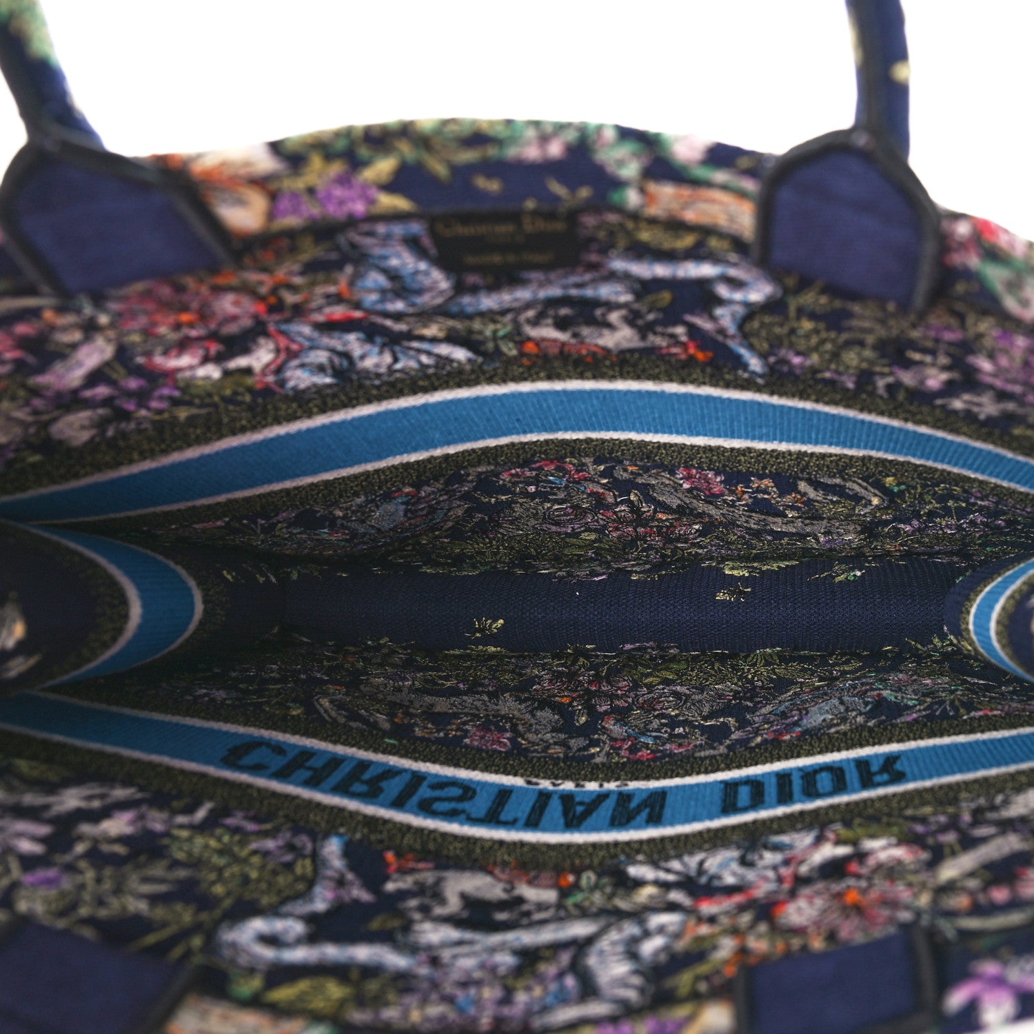 Christian Dior Canvas Embroidered Large D-Constellation Book Tote Blue Multicolor 5 of 9