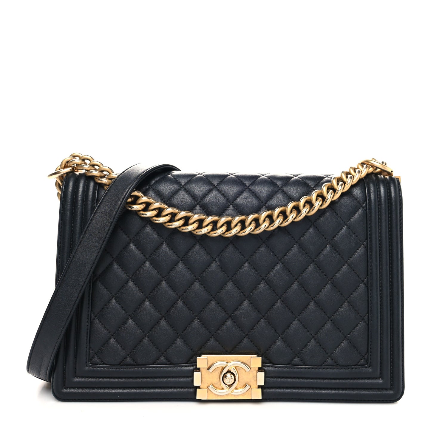 Calfskin Quilted New Medium Boy Flap Black