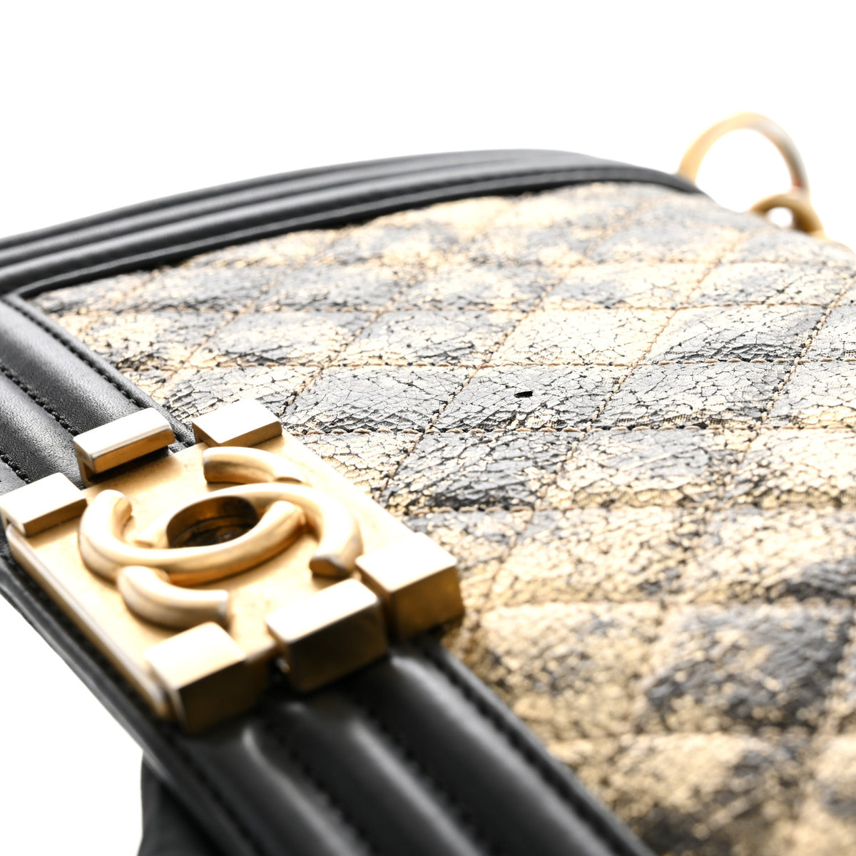 Chanel Metallic Crumpled Goatskin Medium Boy Flap Black Gold 10 of 10