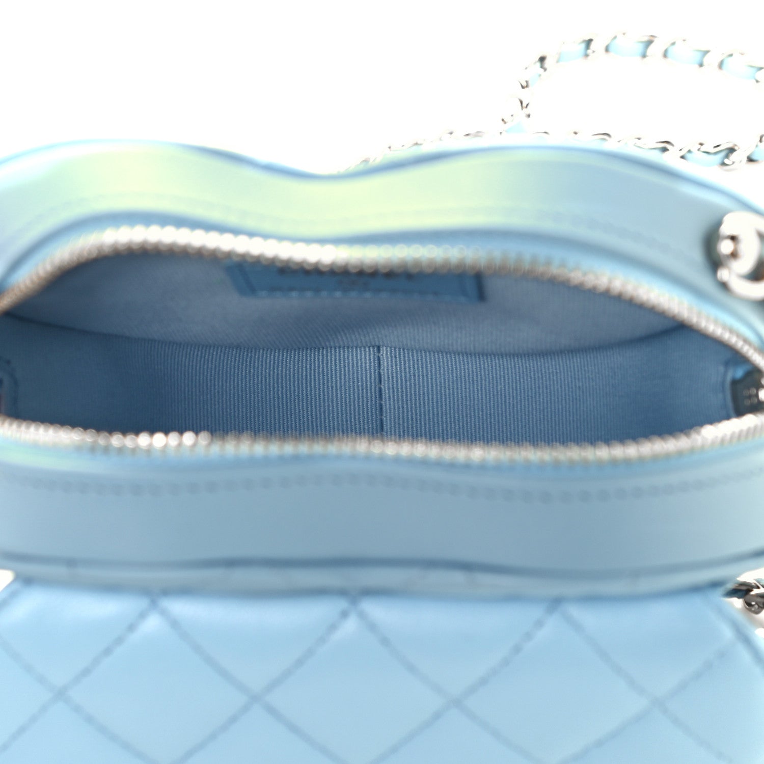 Chanel Lambskin Quilted CC In Love Heart Clutch With Chain Light Blue 5 of 11