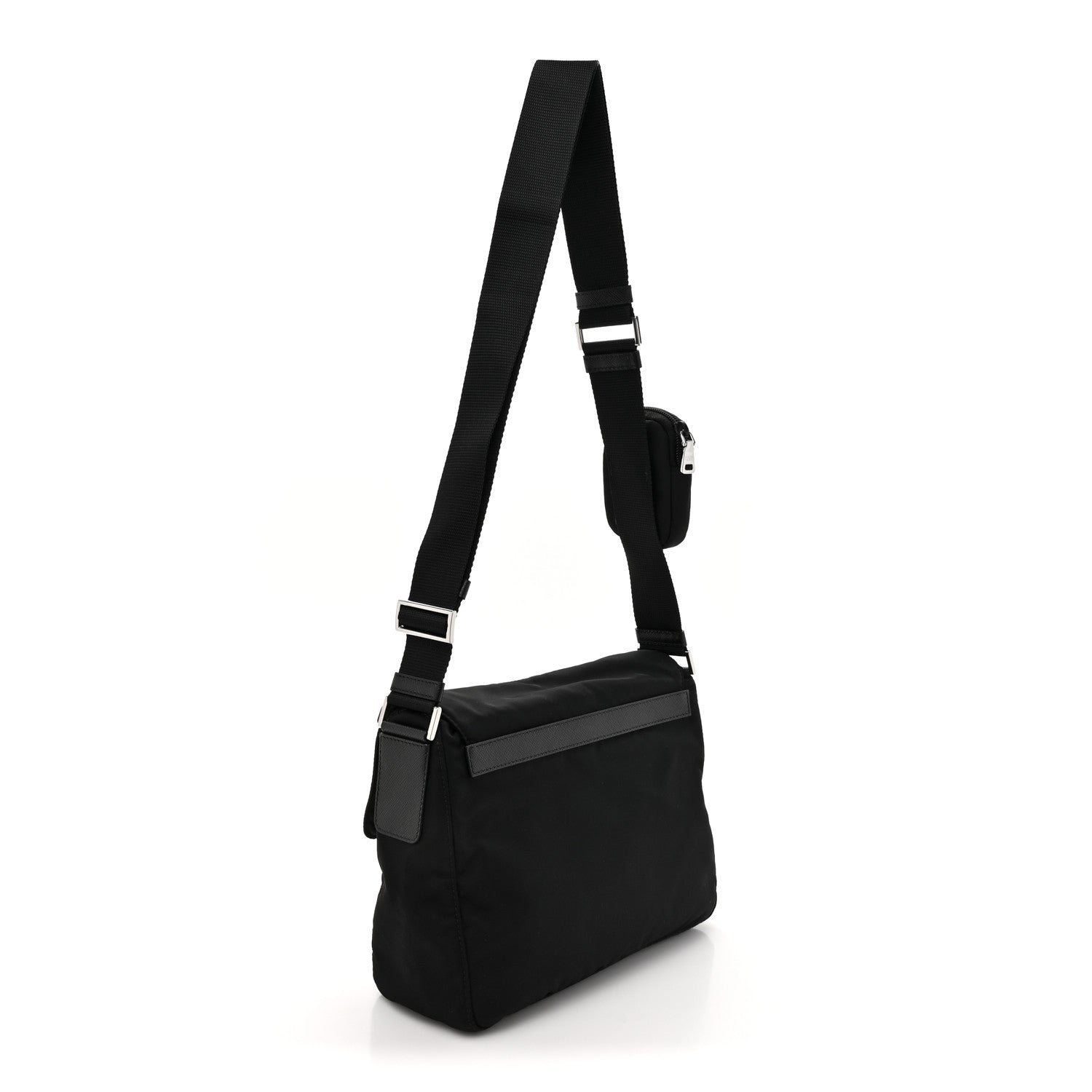 Prada Re-Nylon Vela Saffiano Pocket Single Buckle Messenger Shoulder Bag Black 3 of 9