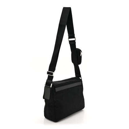 Prada Re-Nylon Vela Saffiano Pocket Single Buckle Messenger Shoulder Bag Black 3 of 9