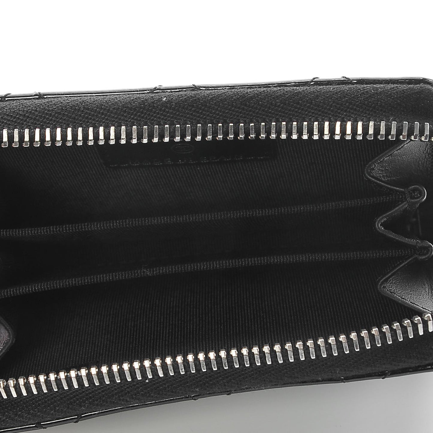 Patent Calfskin Quilted Zip Coin Purse Black